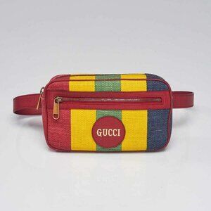 Gucci Multicolor Striped Canvas and Leather Baiadera Belt Bag Size 90/36